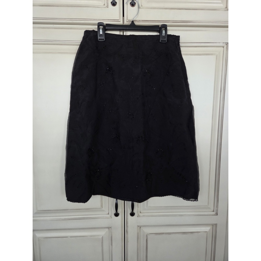 Ann Taylor Embroidered Silk Skirt Women's 6‎ Beaded Holiday Evening Classic